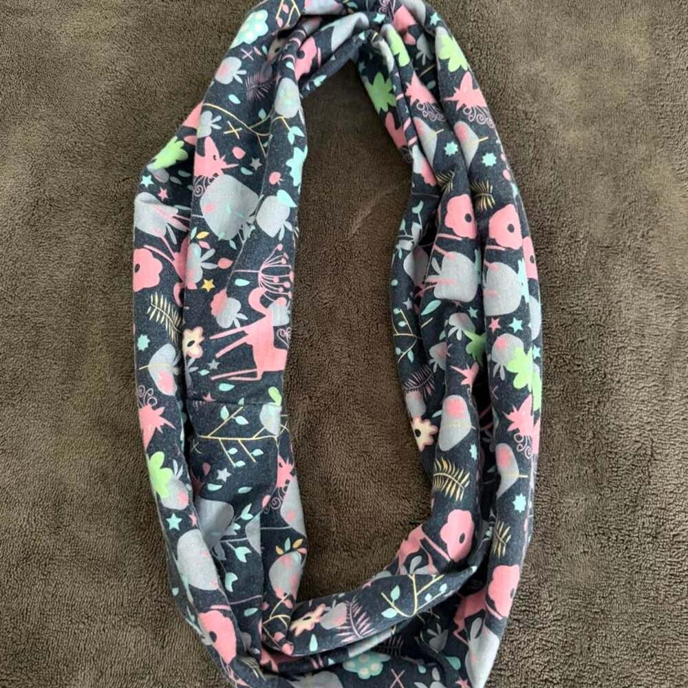 Girls Multi-Colored Floral Unicorn Print Infinity Scarf
